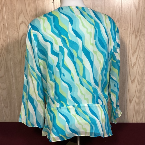 Chadwicks Silk Ruffled mock wrap blouse size 16 - Picture 4 of 8